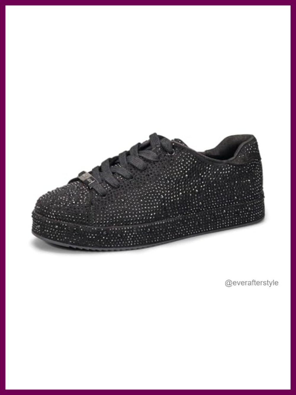 Rhinestone Embellished Mesh Platform Sneakers Lace-Up Athletic Shoes